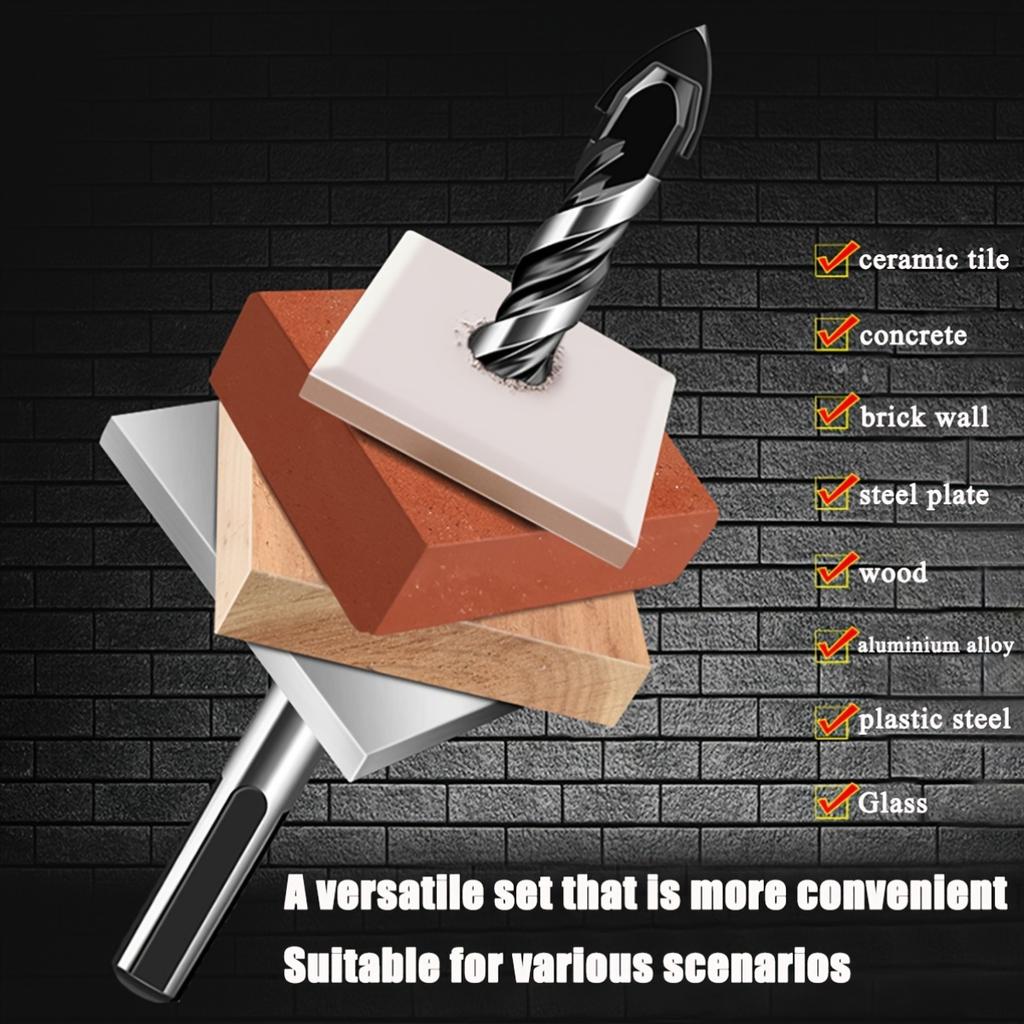 5pcs Professional Carbide Drill Bit Set for Masonry, Concrete, Glass, Tile, Brick - Durable Metal Drill Bits for Home Decor, DIY Projects