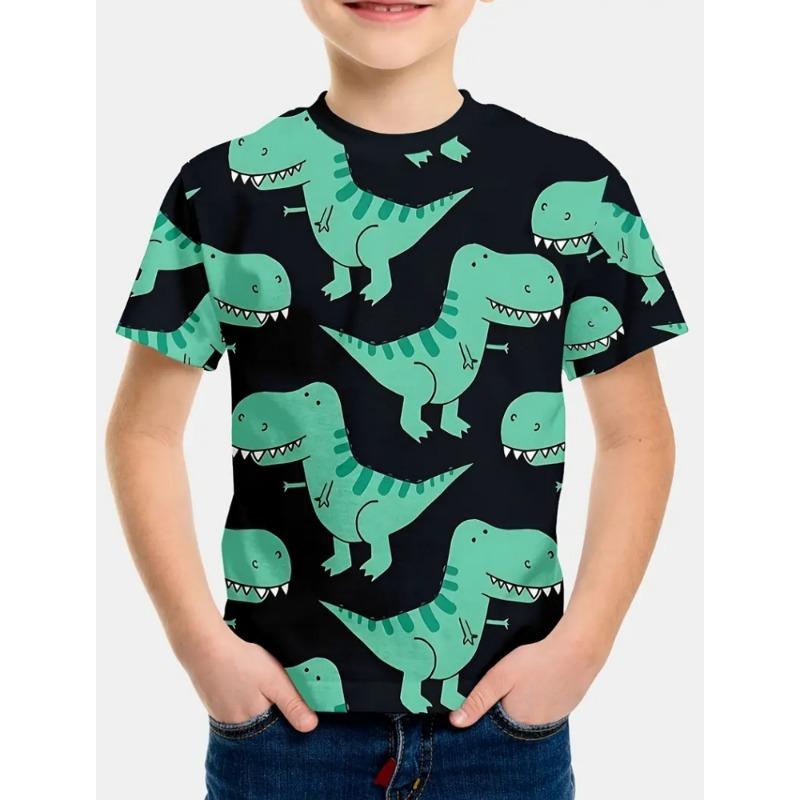 Boys Kids Clothes 3D Print Cartoon Dinosaur Graphic T Shirts Fashions Summer Streetwear O-Neck Short Sleeves T-Shirts for Boys