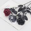 Schwarze Magie Künstliche Rose Einzelstiel Halloween Dekoration Kunstblume, 3 Stück