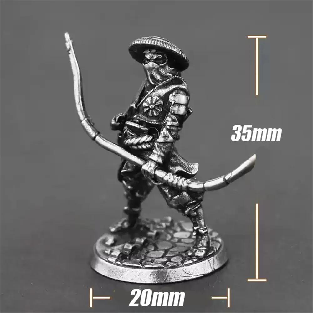 Copper Japanese Shogunate Samurai Soldiers Figurines Vintage Metal Solidiers Model Statues Home Decoration Desktop Ornaments