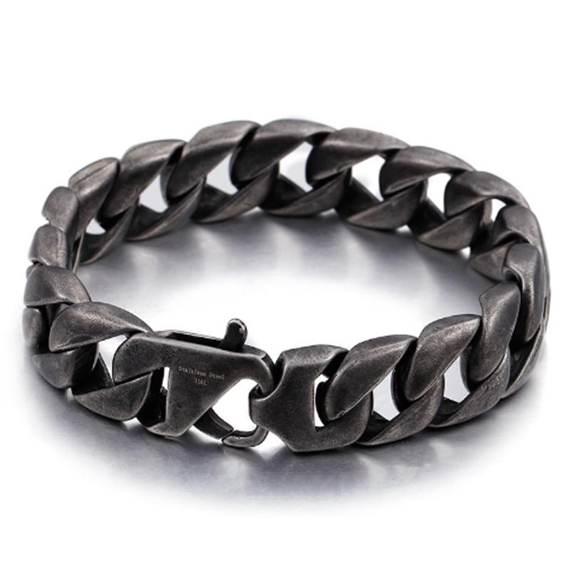 15MM Wide Simple Cuban Chain Bracelet For Men Hip Hop Polished Charms Accessories Golden Trendy Jewelry Boys Girls Party Gifts