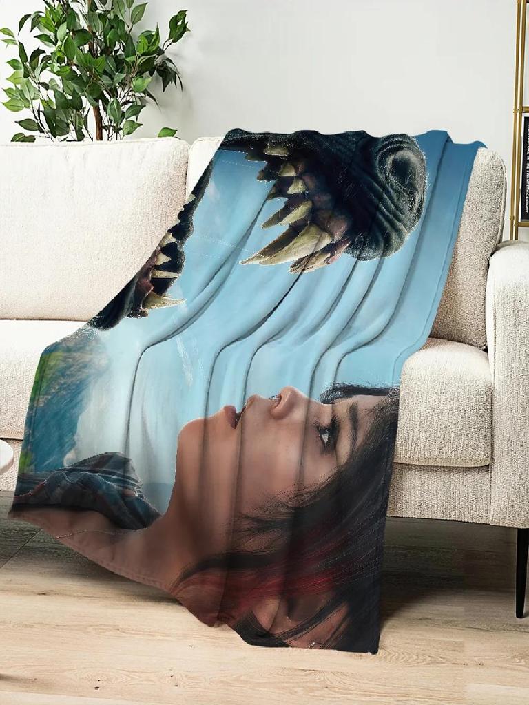 Warm Flannel Horror Unicorn Plush Throw Blanket for Sofa Living Room Movie Office Bedroom Travel Gift