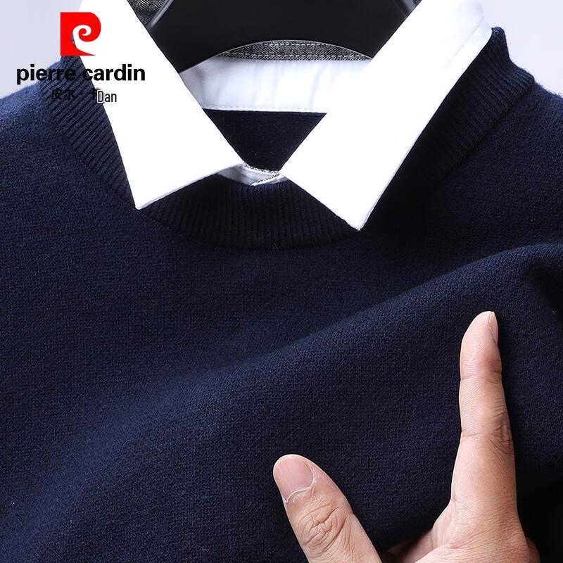 Pierre Cardin Men's 100% Pure Wool Faux Two-Piece Sweater