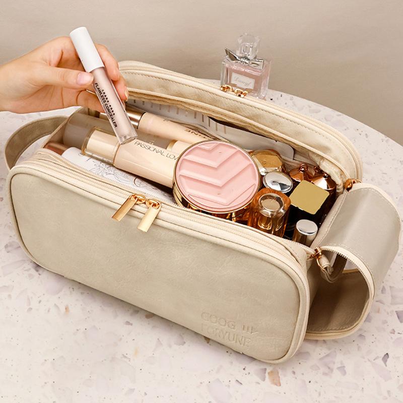 Double Zipper Waterproof Makeup Bag Large Capacity Toiletry Organizer Travel Cosmetic Pouch Portable for Women Men