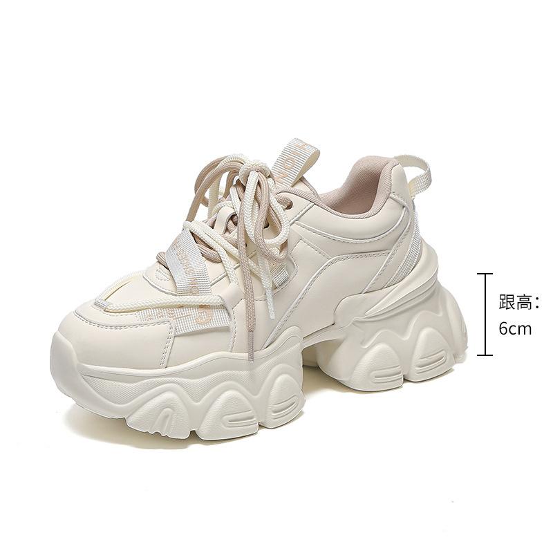 Customized 2025 New Thick-soled White Dad Shoes for Women's Casual Black Non-slip and Thin Height-increasing Versatile Sports Shoes for Women