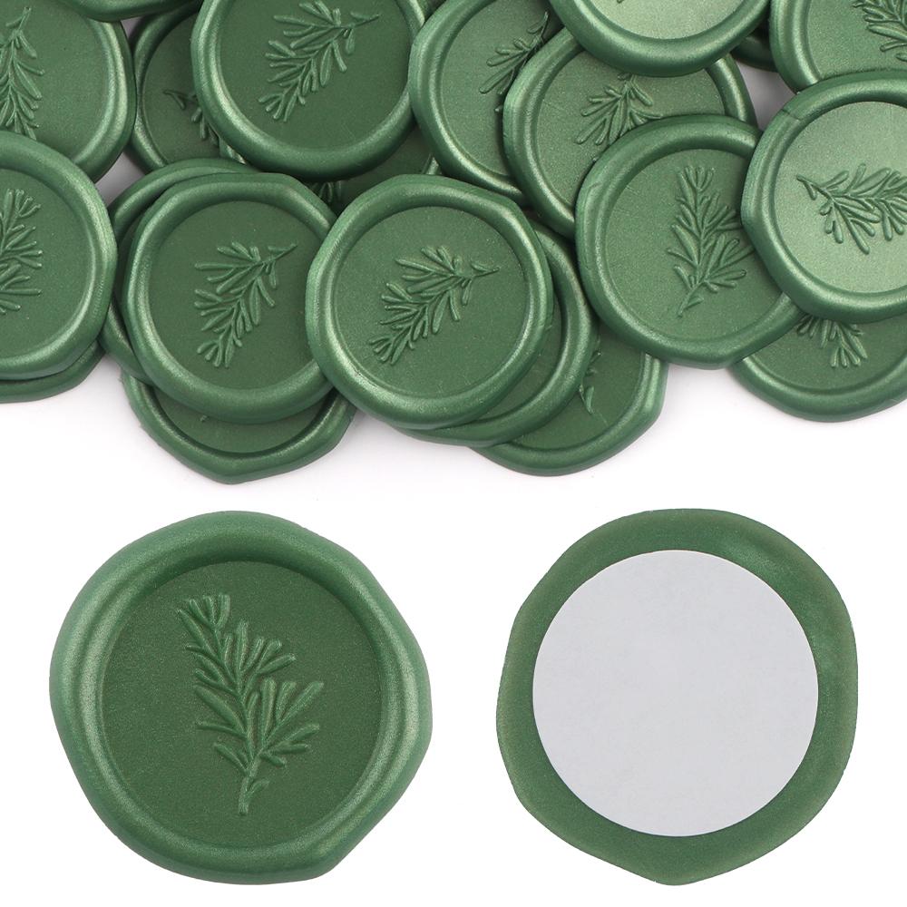 30 Pcs Self Adhesive Olive Branches Stickers 7 Colors Wax Seal Stickers Rosemary Wedding Invitation Envelope Seal Stickers