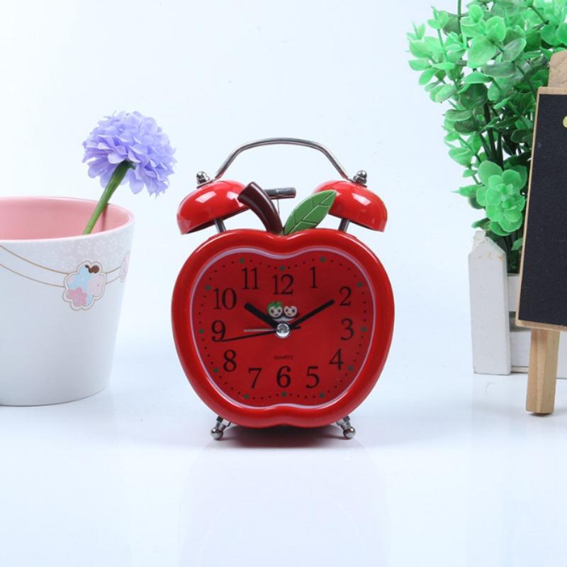 Cute Cartoon Fruit Shape Alarm Clock with Lights for Children Students Wake Up Bell Cartoon Creative Simple Ring Alarm Clock