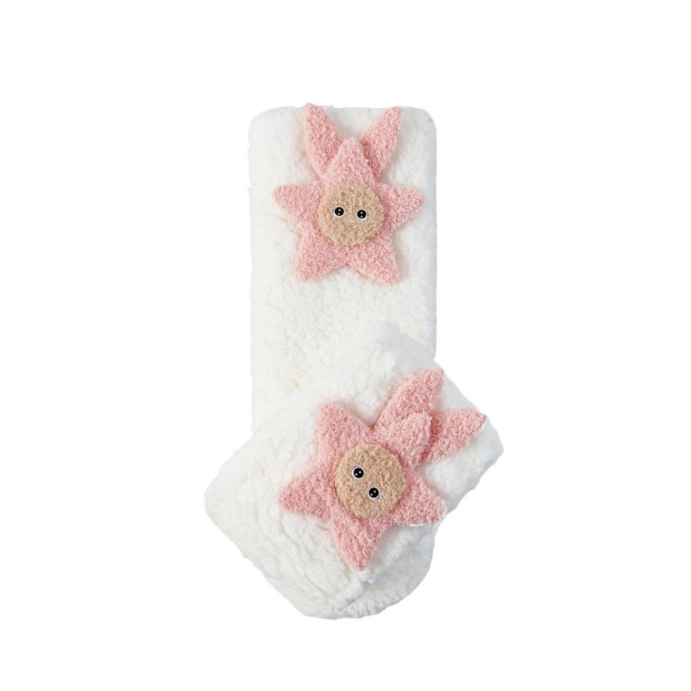 

New Warm Tube Socks Thickened Soft Texture Mid-Calf Socks Cartoon Pattern Coral Fleece Sock Women Girls One Size
