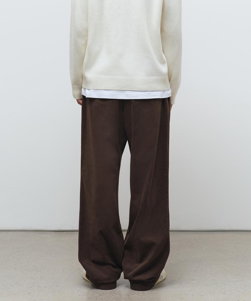 MUSINSA STANDARD 8W Corduroy One-Pleat Wide Elastic Pants [Brown]