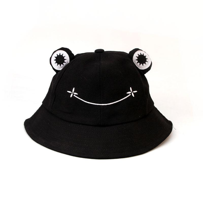 

2020 Spring/Summer Parent-Child Frog Bucket Hat - Korean & Japanese Style Women s Sun Hat Child (52cm) чёрный