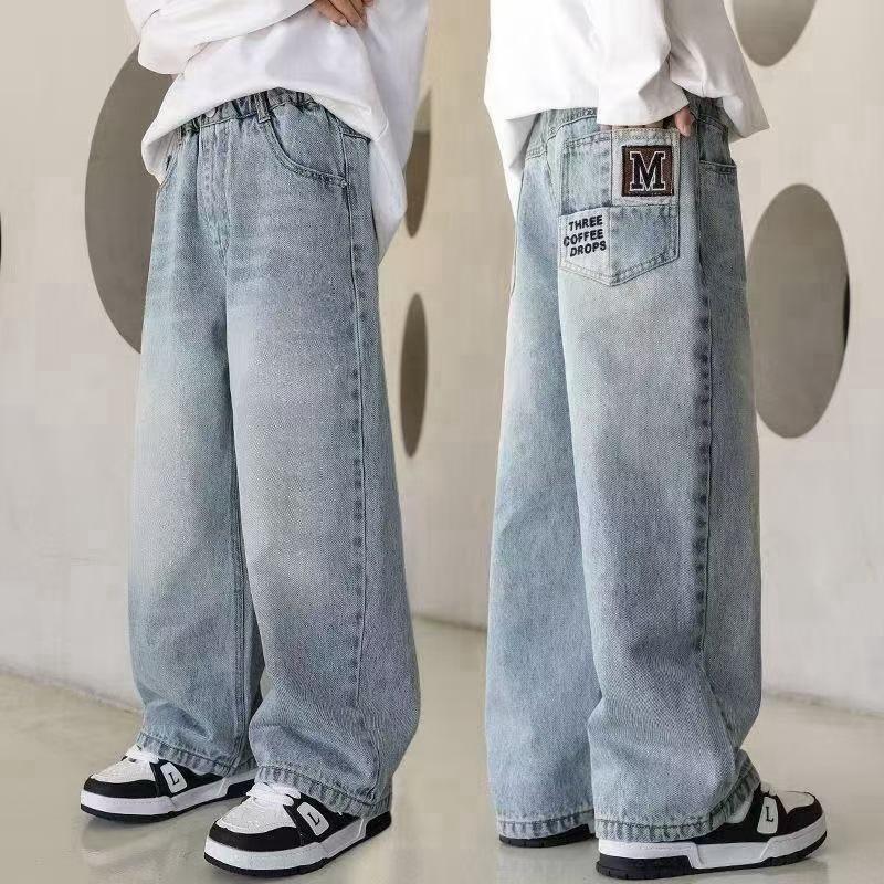Boys' Straight-Leg Jeans - Spring & Autumn Style, Medium/Large Sizes, Loose Fit