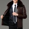 Fox Fur Genuine Leather Jacket with Detachable Down Lining, Winter New Middle-aged and Elderly Dad Wear Lapel Leather Jacket