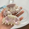New Sweet Flower Hair Claw Rhinestones Acetate Claw Clip Cream Color Crab Hair Clips Hair Accessories for Woman Girls
