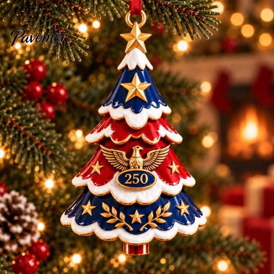 Festive Room Decorations Patriotic Christmas Tree Ornaments, Acrylic Holiday Pendant for Independence Day, Indoor Outdoor Hanging Decor Living Garden