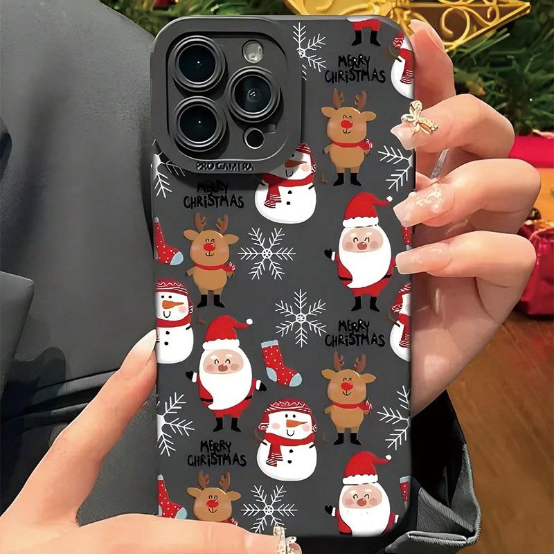 Santa Claus Elk Snowman Phone Case For iPhone 16 15 14 Plus 13 12 11 Pro Max 16 Plus X XR XS MAX 8 7 Plus Autumn aWinter Gift Shockproof Soft Cover
