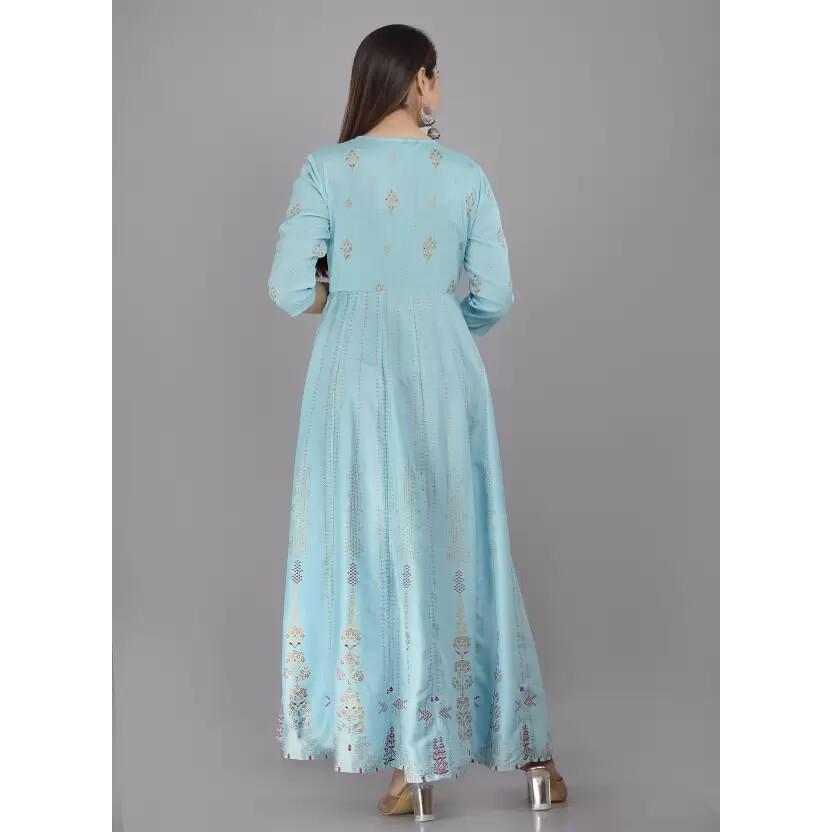 Women's Rayon Designer Anarkali Gown Kurta Indian Bollywood Printed Kurti Dress SC-2137