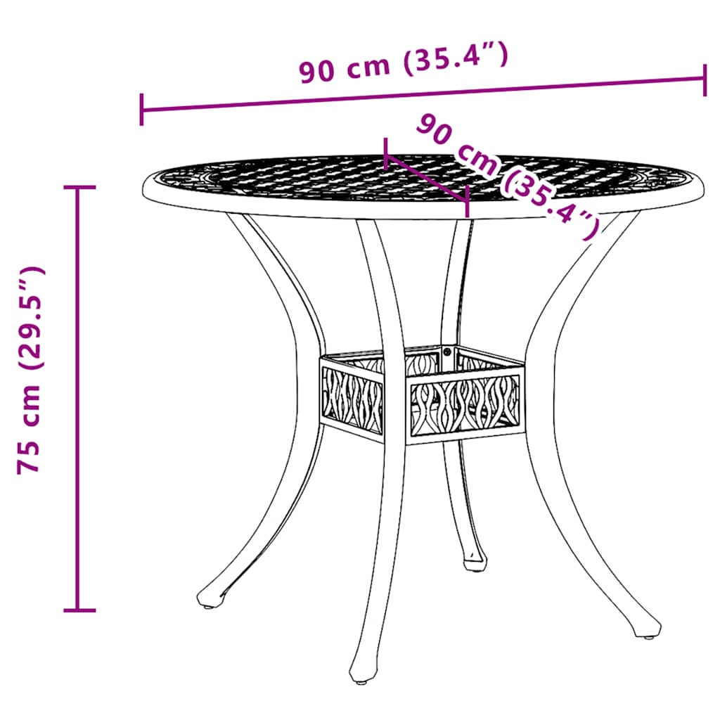 Garden Table Black Ø90x75 Cm Cast Aluminum
