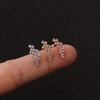Creative Long Ear Bone Stainless Steel Zircon Flower Stud Earrings