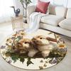 Two Rabbits Pattern Round rug,Carpet Rug for Living Room Bedroom Sofa Playroom Decor,Non-slip Floor Mat,Holiday Gifts and Birthday Gifts
