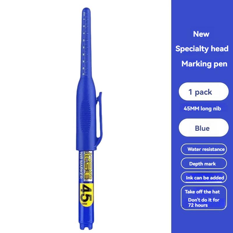 45mm Long Nib Head Carpenter Pen Deep Hole Marker Pens Black/Blue/Red/White for Measuring Woodworking Hand Tools Multi-purpose