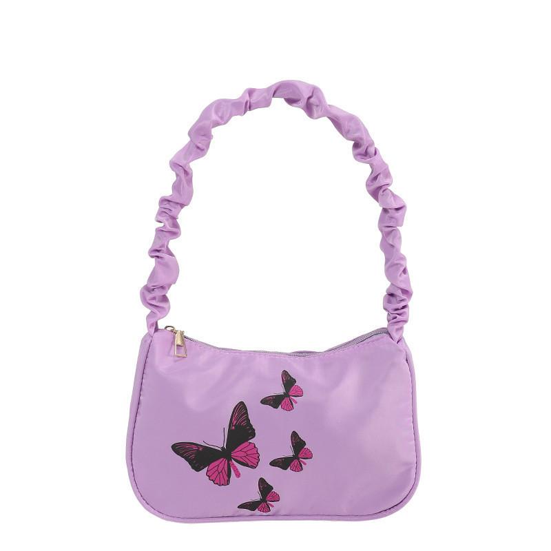 

2024 Summer Popular Big Capacity Women s Underarm Single Shoulder Bag Casual Versatile High-grade Butterfly Small Square Bag Wholesale фіолетовий