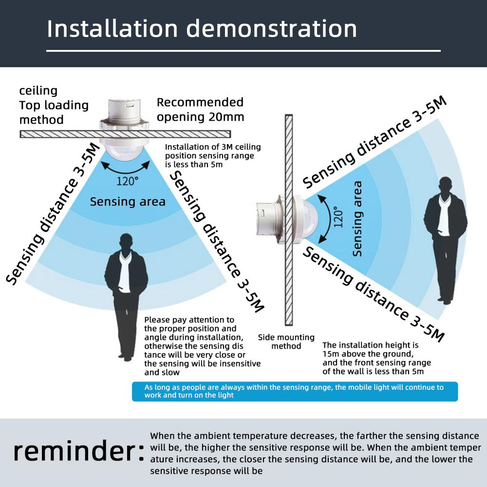 Automatic Sensor Light Switch LED Human Body Sensor Infrared Sensor Detection Infrared PIR Probe LED Body Sensor