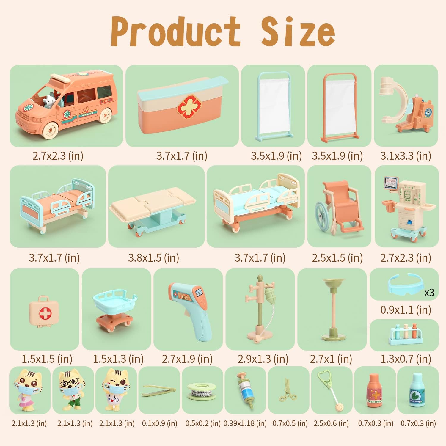 

Куклы-кошки Доктор Питомцы Игрушки для ролевых игр, Набор фигурок Игрушка, Игрушка-машина скорой помощи Больница Обучающие игрушки Набор для ухода за питомцами Больница красный