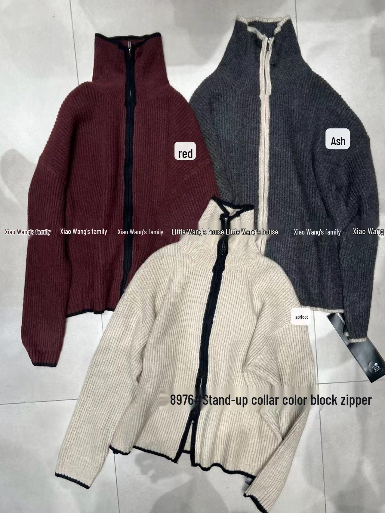 

Зимний пуловер большого размера в корейском стиле с воротником-стойкой и молнией от Сяо Ван One Size красный