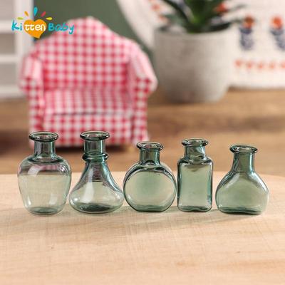 24 Styles 1/12 Lovely Miniature Dollhouse Glass Vase Mini Flower Vase for Doll House Furniture Decoration Accessories