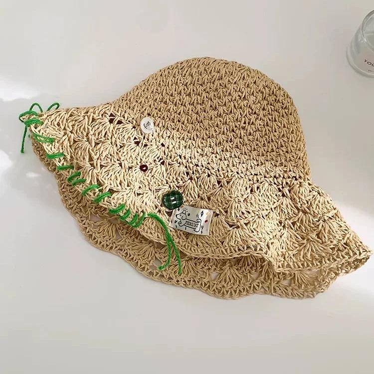 Grass Hat Women'S Spring And Summer Seaside Beach Vacation Hollow Sun Hat Large Brim Woven Sunshade Hat