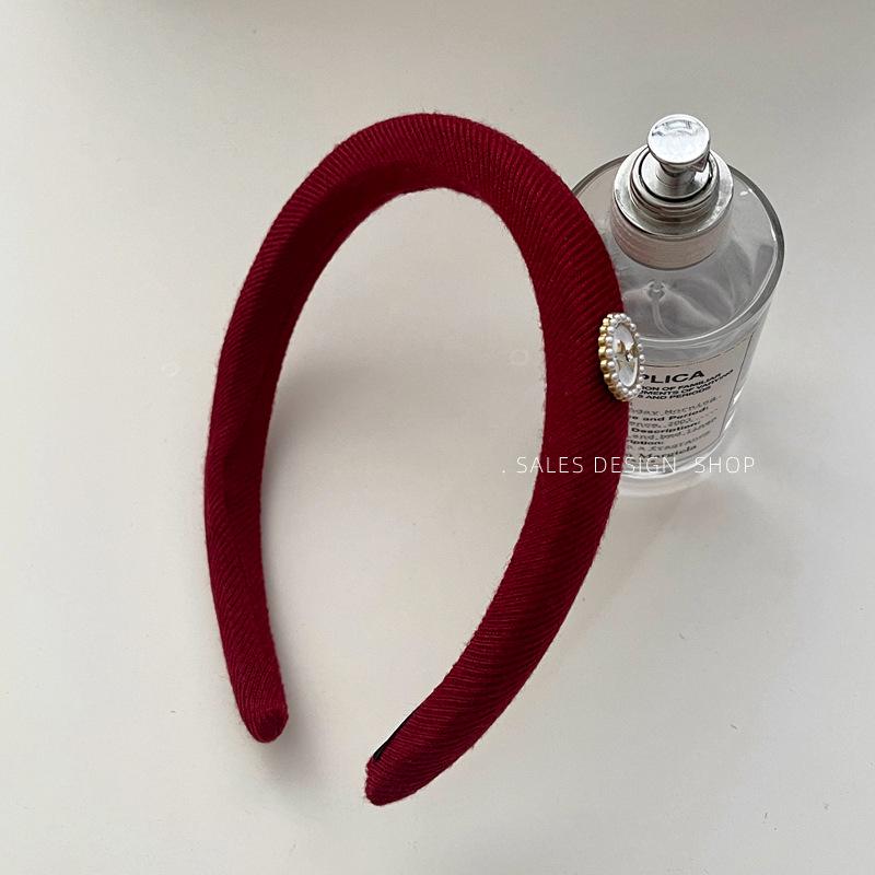 

Корейская однотонная повязка на голову с флокированием и стразами - Модный, Высококачественный аксессуар для волос