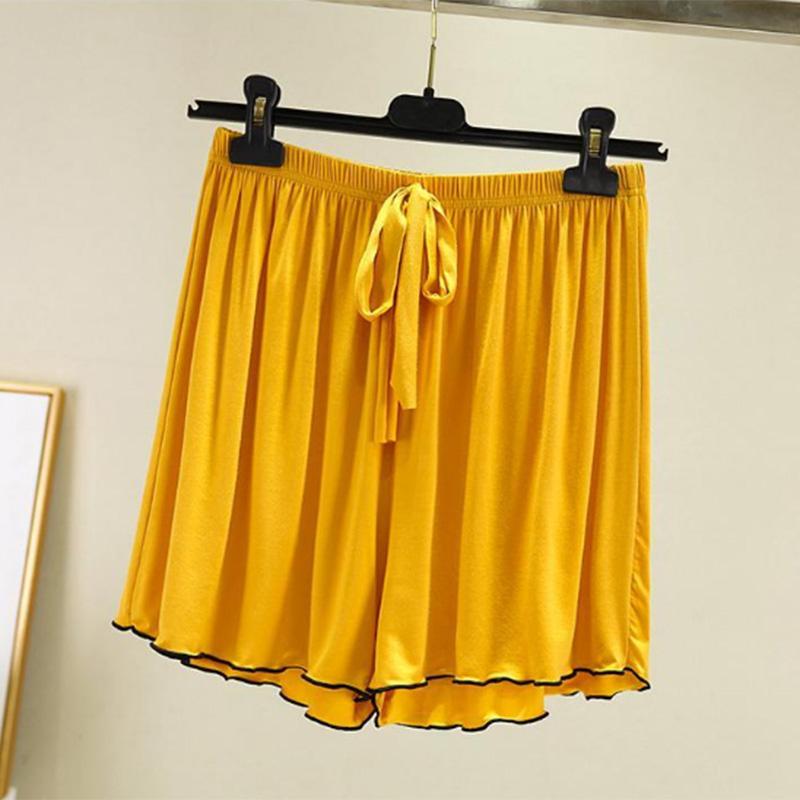 Pantaloncini larghi da casa Pantaloni tinta unita da donna di grandi dimensioni Pantaloni da esterno Pantaloni casual Pantaloni estivi a cinque punte in seta di ghiaccio