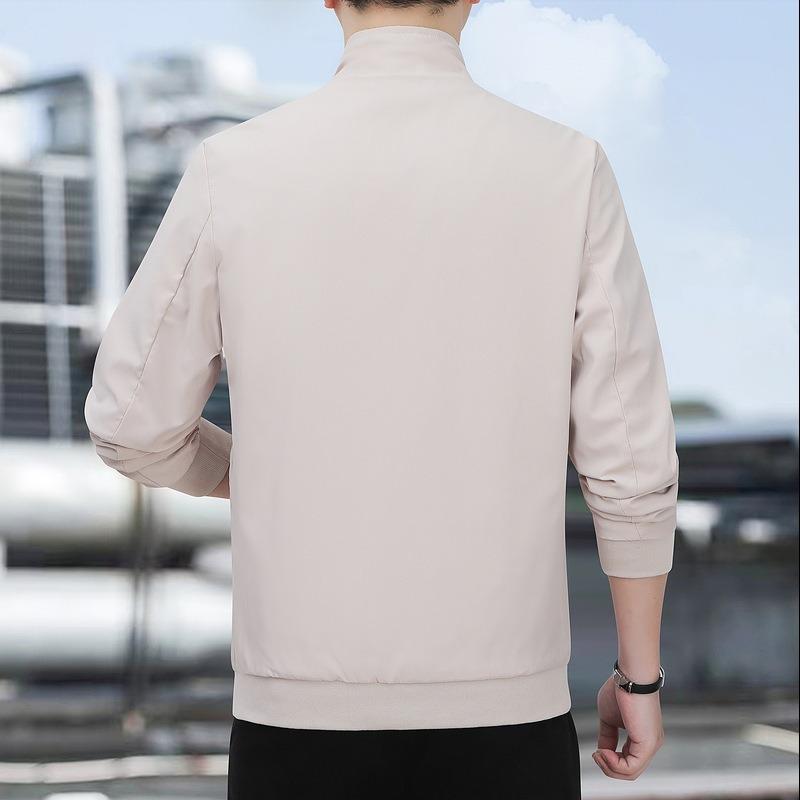 25 autumn and winter new coat men's solid color blue stand-up collar jacket men's casual versatile business jacket