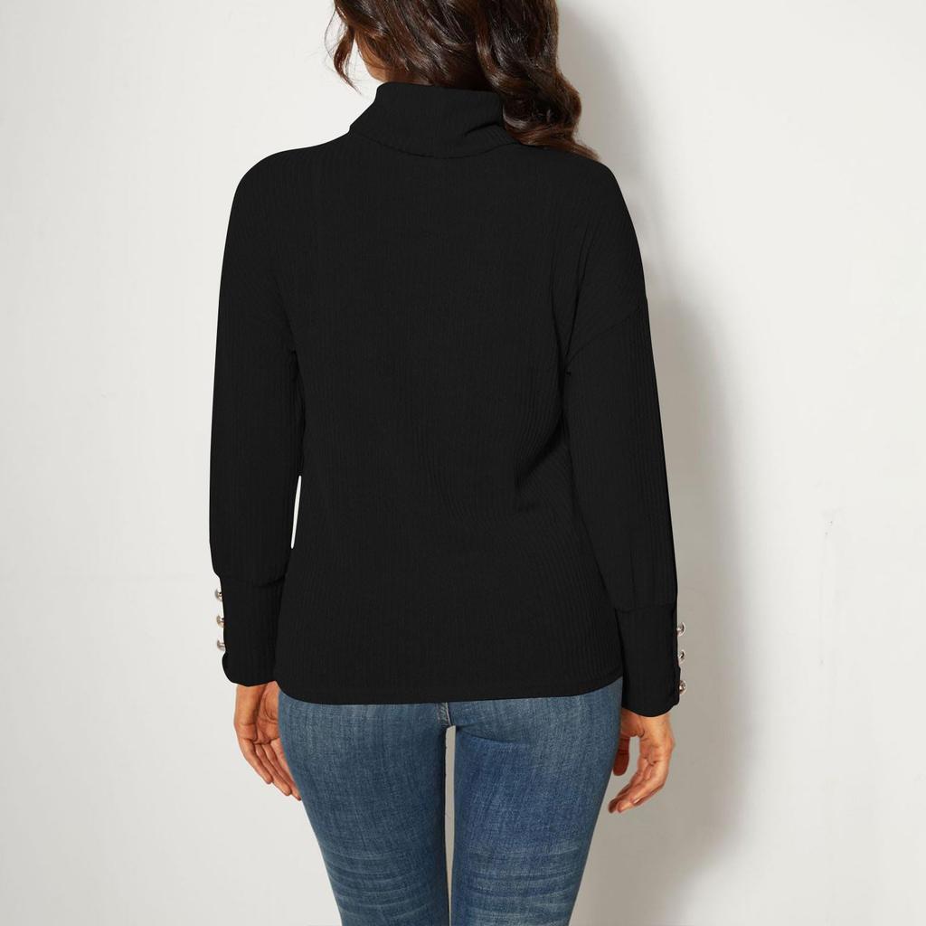 Women's Casual Turtleneck Knitted Sweater Long-sleeved Warm Top