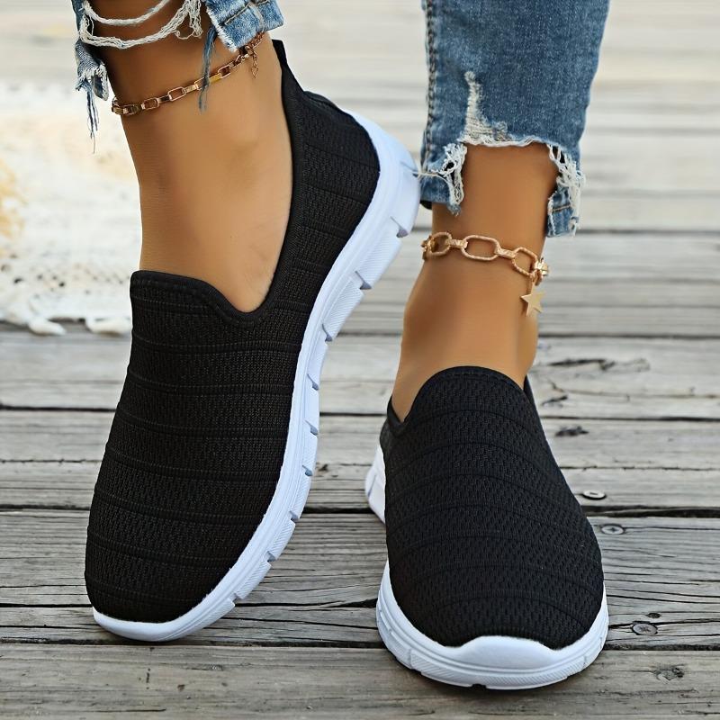 Summer New Europe and The United States Solid Color Casual Shoes A Stirrups Flat Shoes Breathable Lightweight Big Yards Flyknit Shoes