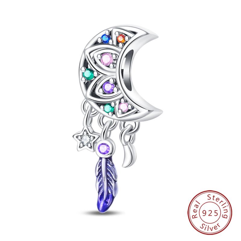 Copper Colorful Luminous Lotus Butterfly Dream Catcher Charms Beads Fit Qikaola Original Bracelets Diy Jewelry