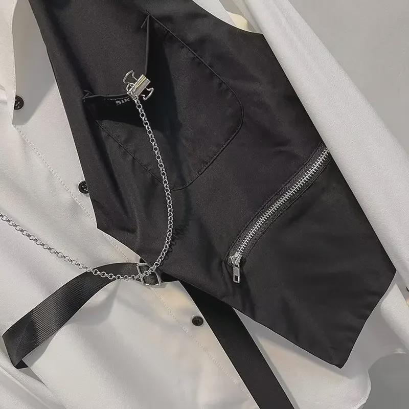 Men's Trendy Layered Street Fashion Two-Piece Suit: Vest & Shirt