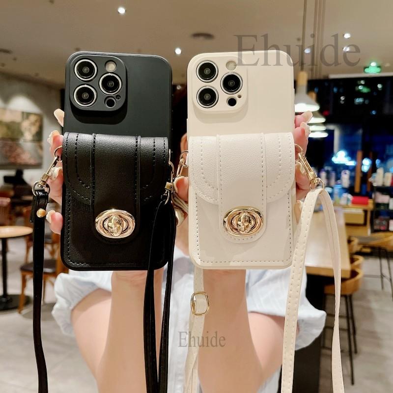 Portemonnaie Hülle für iPhone 16 15 Pro Max 14 Plus 13 12 Mini 11 Pro X XS Max XR 7 8 Crossbody-Gurt Lanyard Ledertasche Kartenabdeckung