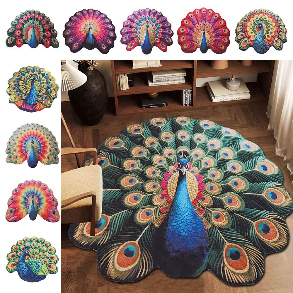 Special-shaped Peacock Carpet Soft Non-slip Peacock Mat Absorbent 60x60cm/100x100cm Door Gasket