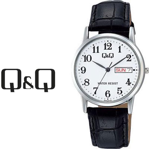 

[Nekoposu Free Shipping] [Write a review and guarantee for 1 year] Citizen Q&Q Day&Date Day&Date Pair Model Men s Watch White x Black A206-304