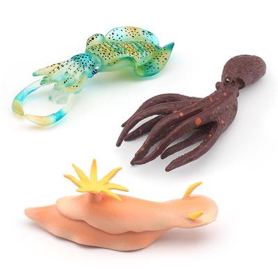Simulation von 3 soliden Meerestier-Modellen Seehase Tintenfisch Grün gefleckter Tintenfisch Statische Modellspielzeuge