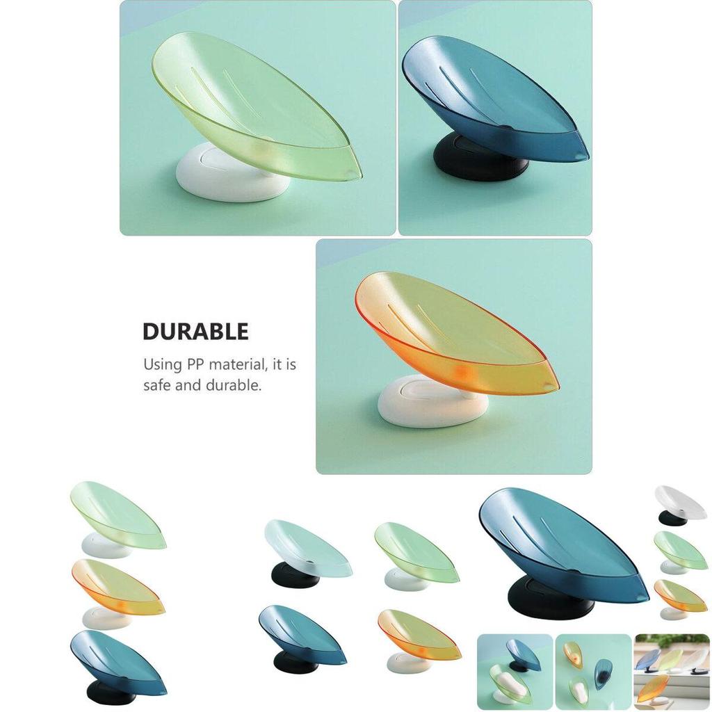 Leaf-shaped Soap Box Drain Retainer With Impressive Suction Cup Design For Bathrooms