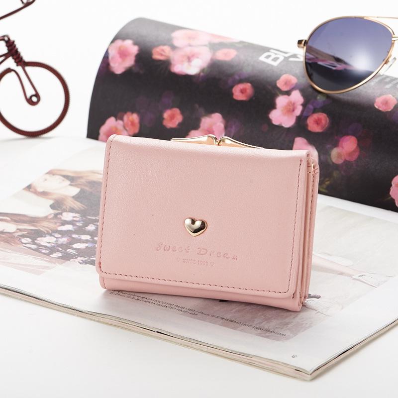 

Korean Style Ladies Wallet: New 2021 Soft Leather Clutch with Buckle, Large Capacity Coin and Card Holder рожевий