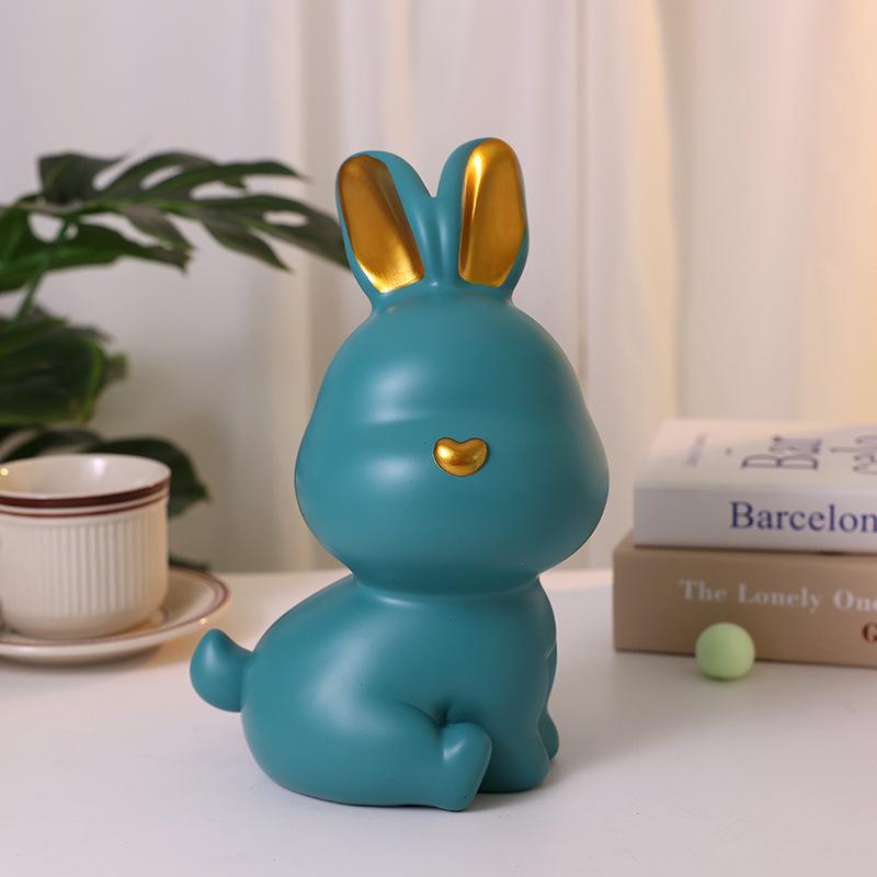 Cute Zodiac Rabbit Piggy Bank Resin Home Decor & Gift