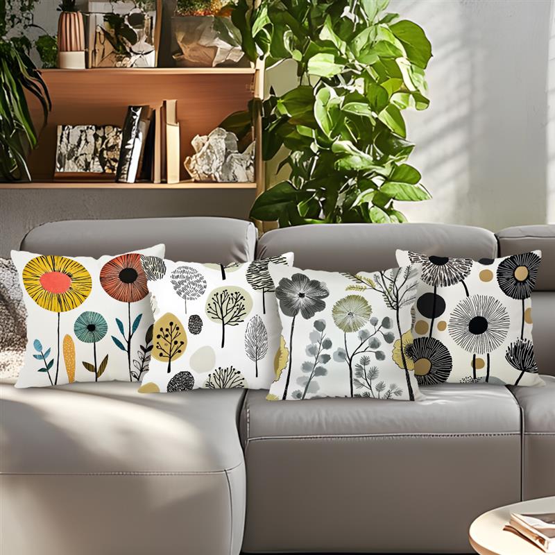 Home Decor Floral And Tree Pattern Decorative Pillow Covers Pattern Cushion Cover Suitable For Sofa Bedroom Car Pillow Cover