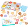 Wooden Cookie Play Food Set for Kids Kitchen Accessories Food Toys Pretend Play Slice and Bake Gift Toddler Learning Toys