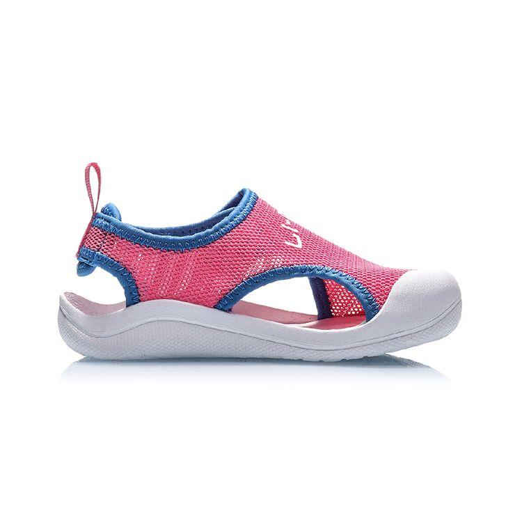 Li Ning Dětské Ležérní Pohodlné Protiskluzové Odolné Sandály Dětské Sandály Růžové Ráno YKKQ018-2