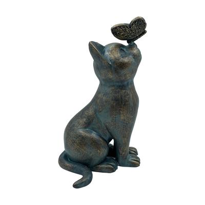 Katzenstatue mit Schmetterling Dekorative Figur Feenkunst Gartendekor Statue Vintage-Stil Heim Büro Ornamente Einzugsgeschenke