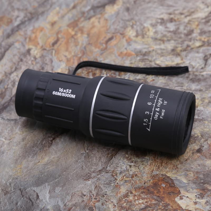 16X52 Monocular Telescope Outdoor HD Pocket Travel Tools Plastic Waterproof Tourism Scope Binoculars Black Telescope Travel Tool