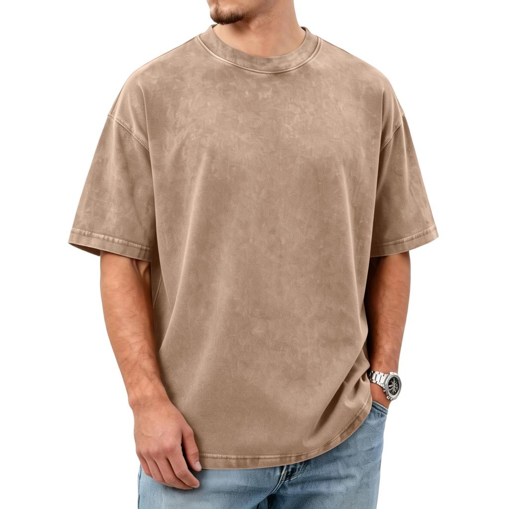 Herren Washed Distressed Baumwolle Rundhals Kurzarm T-Shirt | Lässige Vintage T-Shirts Für Den Täglichen Gebrauch